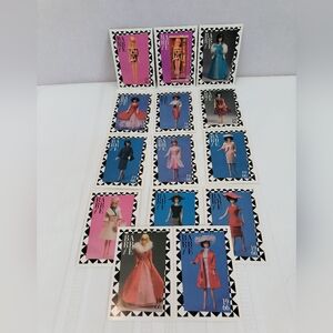 Vintage 1990 Barbie Fashion Trading Cards Set Of 14